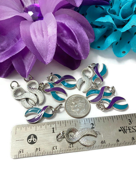 Suicide Awareness Charm Ribbon- Suicide Prevention Loss Hope Support Awareness Jewelry