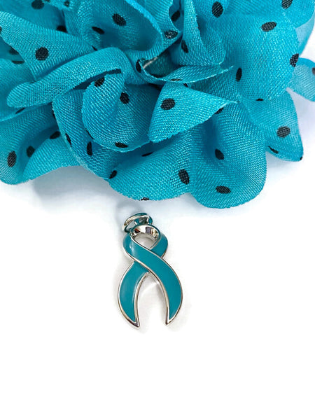 Teal Awareness Ribbon Charms - Ovarian Cancer Anti Bullying Anxiety Disorder Sexual Assault Obsessive Compulsive Disorder Substance Abuse