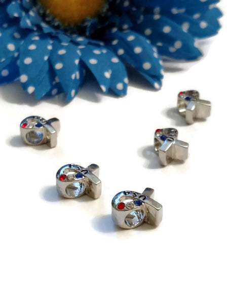 USA Red White & Blue Awareness Slide Bead Charms - Military Soldier Support Our Troops Army Navy Air Force Marines Patriotic 4th of July