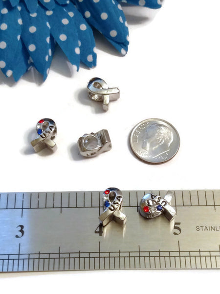 USA Red White & Blue Awareness Slide Bead Charms - Military Soldier Support Our Troops Army Navy Air Force Marines Patriotic 4th of July