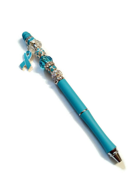 Light Blue Awareness Beaded Writing Pen