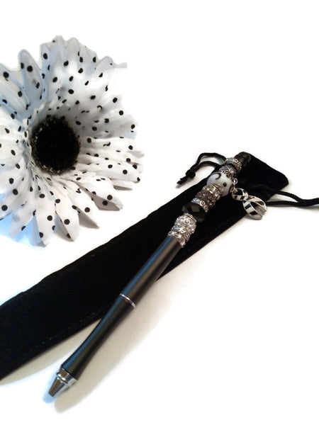 Zebra Black & White Awareness Beaded Writing Pen