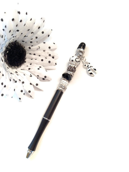 Zebra Black & White Awareness Beaded Writing Pen