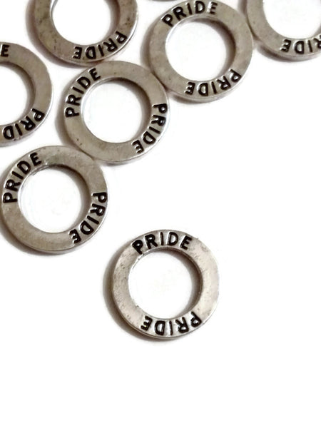 Pride Affirmation Connector Ring Charms - LGBTQ Gay Pride Rainbow Awareness Queer Transgender Support Acceptance  Transgender Jewelry- 10 Pc