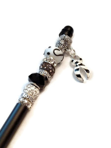 Zebra Black & White Awareness Beaded Writing Pen