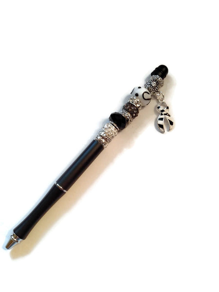 Zebra Black & White Awareness Beaded Writing Pen