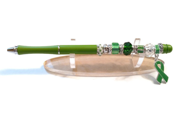 Green Awareness Beaded Writing Pen