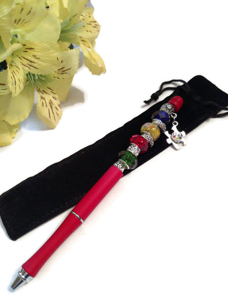 Autism Beaded Writing Pen - Asperger's Awareness Support Spectrum Disorders