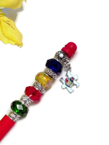 Autism Beaded Writing Pen - Asperger's Awareness Support Spectrum Disorders