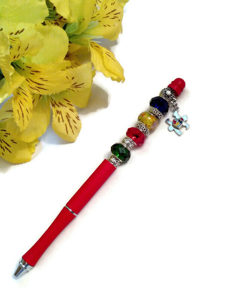 Autism Beaded Writing Pen - Asperger's Awareness Support Spectrum Disorders