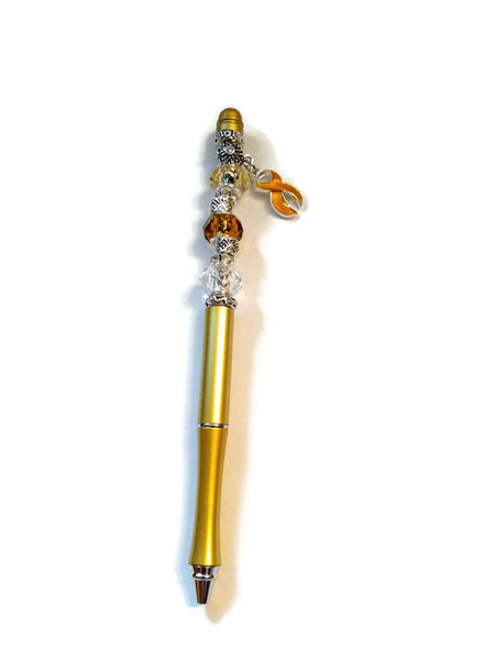 Gold Yellow Awareness Beaded Writing Pen